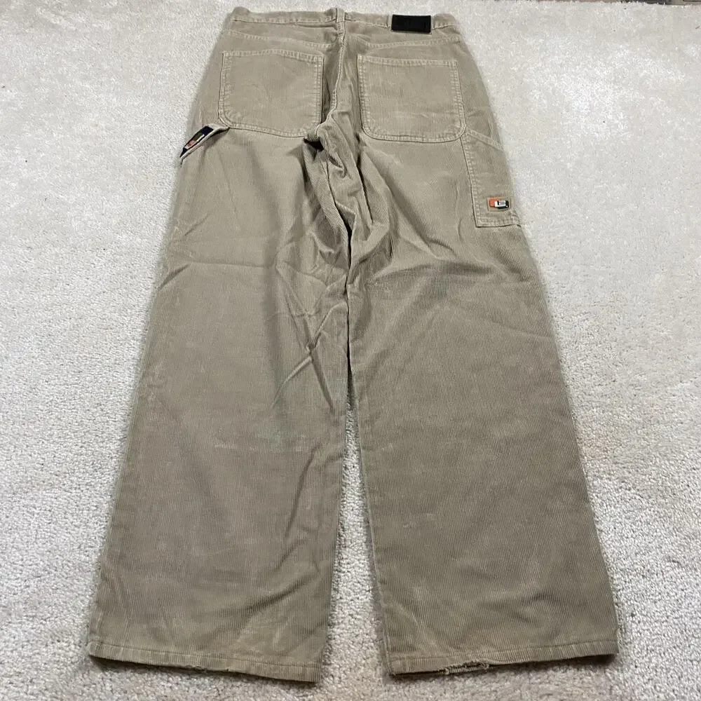 VTG Levis L2 Pants Mens 32x32 Beige Corduroy Carpenter Baggy Wide Leg Workwear